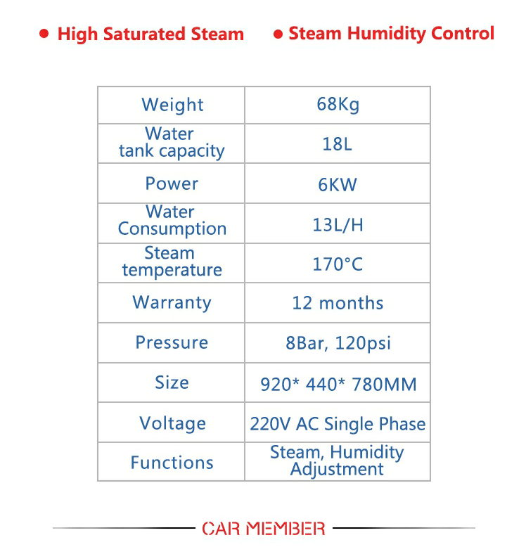 Steam cleaner specifications