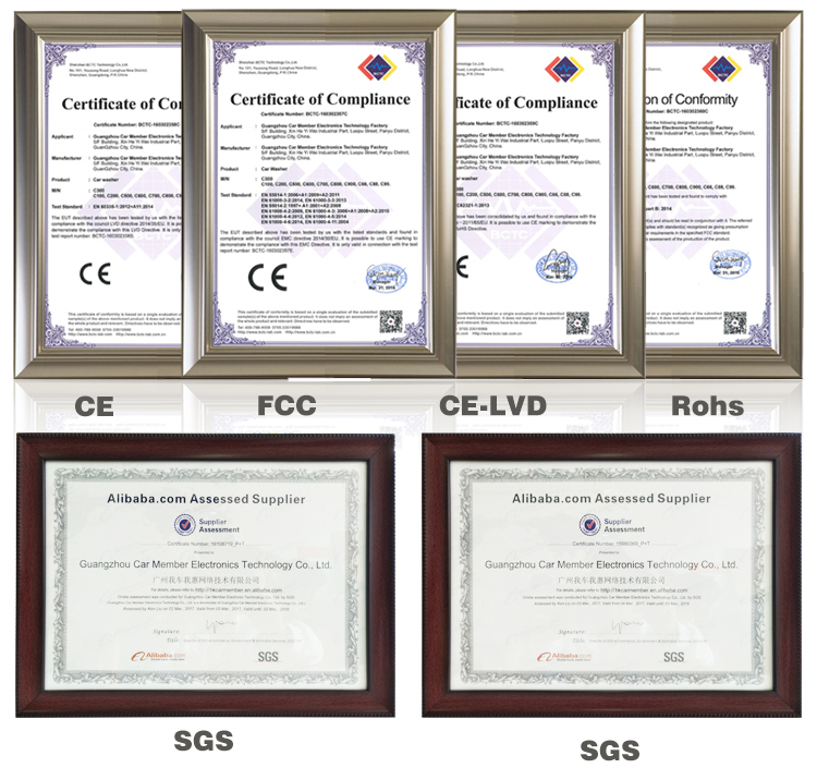 Commercial Car Wash Equipment Certificates